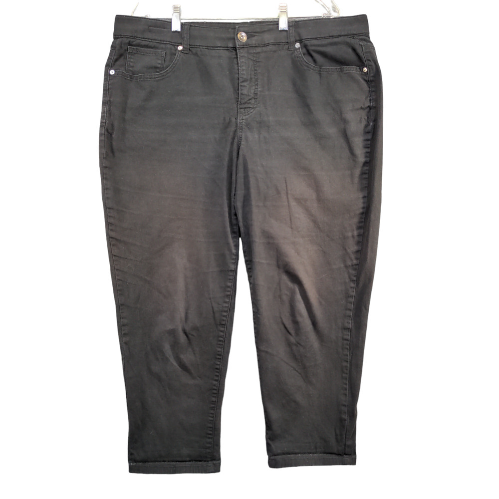 Terra & Sky Women's Cropped Skinny Leg Jeans Black Plus Size 18W 5-Pocket